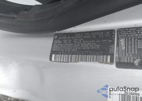 2004 BMW 325Ci из США, поврежденный, VIN WBABV13404JT20060